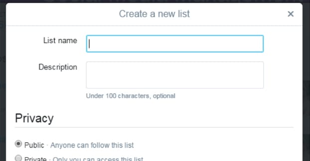 creating list for twitter